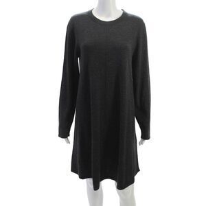 Repeat Women Sweater Dress Gray 100% Wool Long Sleeve Crew Neck Size XL
